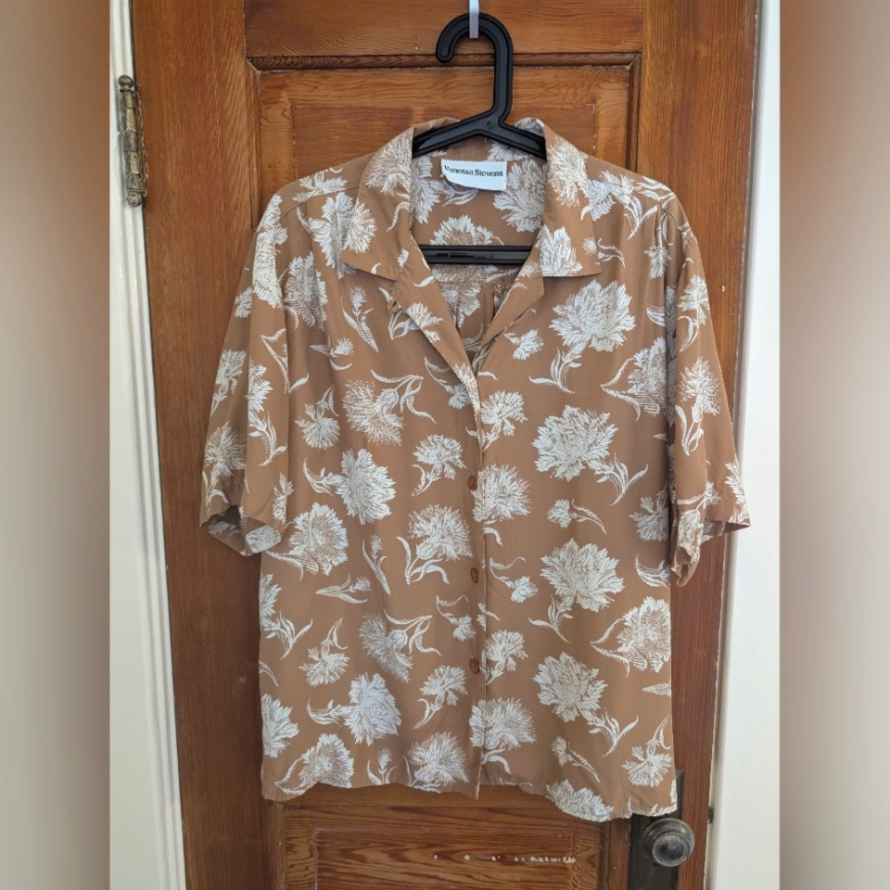 Vintage Brown Floral Blouse
